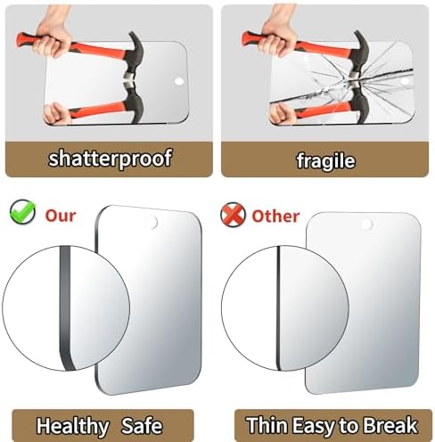 JKNEIWA 11x8 Inch Frameless Shower Mirror for Shaving and Makeup