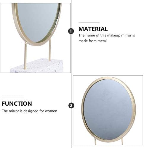 EXCEART Round Mirror with Stand for Bathroom Vanity