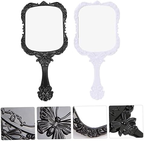 Gogogmee 2Pcs Lightweight Travel Makeup Mirror with Long Handle