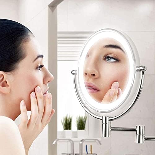 DEIHGE 360 Rotate Double-Sided Makeup Mirror with LED Light Zirconium Gold