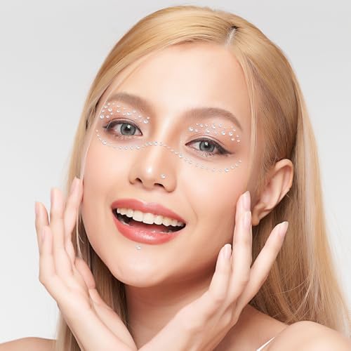 Isslly 4 Sheets Mini Face Hair Gems Stickers