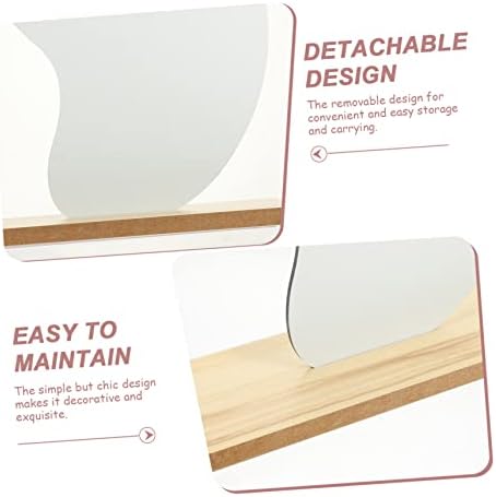 MAGICLULU Aesthetic Desktop Mirror with Wooden Stand 1