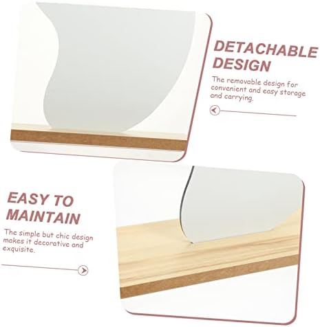 Luxshiny Stylish Desktop Vanity Mirror with Wooden Stand Frameless Design
