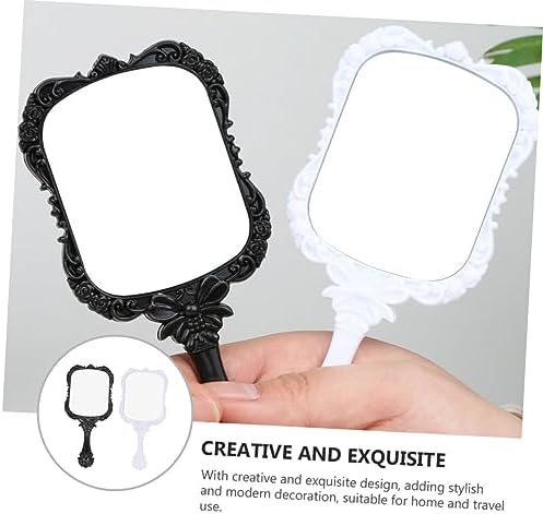 DOITOOL 2pcs Square Travel Beauty Mirror with Butterfly Carving