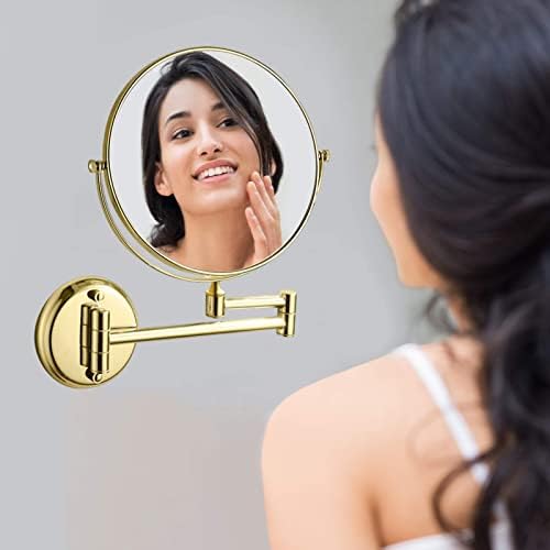 360 Rotating Gold Brass Makeup Mirror Wall Mount