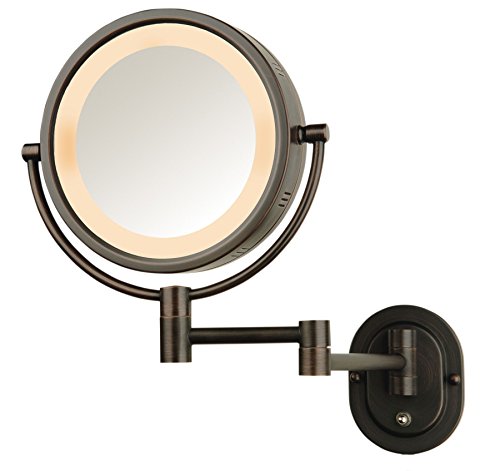 Jerdon Lighted Makeup Mirror with 5X Magnification and Halo Lighting