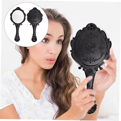 2pcs Retro Gold Frame Makeup Mirror Portable