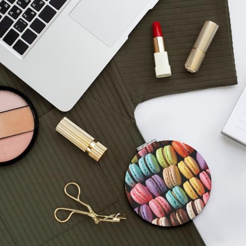 Macaron Biscuit Flavored Pastries Compact Travel Mirror 2X 1X Magnification
