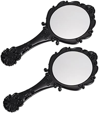 FRCOLOR 2pcs Portable Makeup Mirror Retro Style