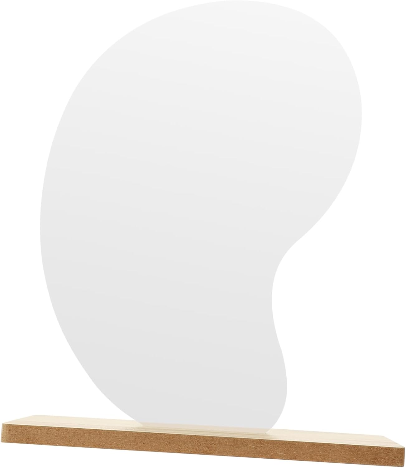 Luxshiny Stylish Desktop Vanity Mirror with Wooden Stand Frameless Design