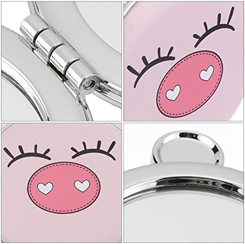 LIFKOME Foldable Double Sided Makeup Mirror with Cute Pig Design