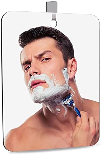 Shower Mirror with Adhesive Hook for Travel and Shaving