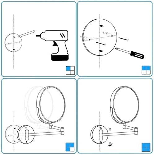 Wall Mount Makeup Mirror with 10X Magnification and LED Lights
