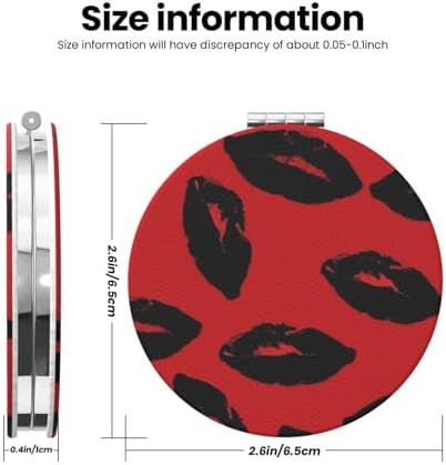 Red and Black Lips Compact Travel Mirror 2X Magnification