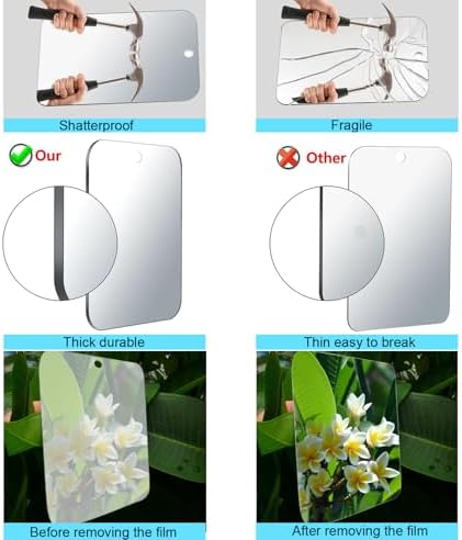 Shower Mirror with Adhesive Hook for Travel and Shaving