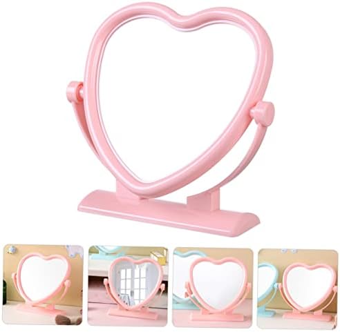 Heart Shaped Double Sided Makeup Mirror Compact Tabletop