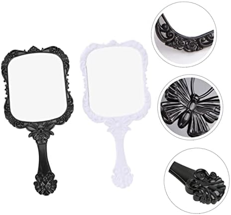 DOITOOL 2pcs Square Travel Beauty Mirror with Butterfly Carving