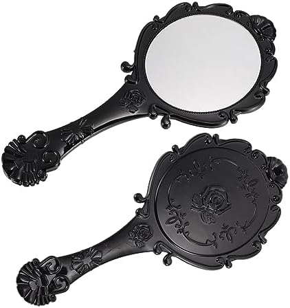 2pcs Gold Vanity Mirror Lightweight Travel Makeup Mirror Retro Handheld