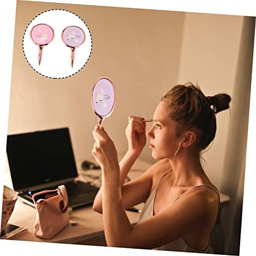 2Pcs Handheld Makeup Mirror with Handle for Travel and Home Use