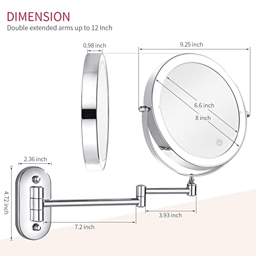 Nicesail 8-Inch LED Wall Makeup Mirror with 7X Magnification