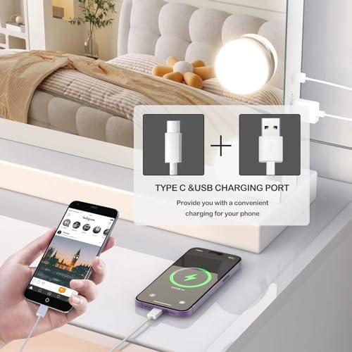 Vanity Mirror with 15 LED Makeup Lights and USB Charging Gold