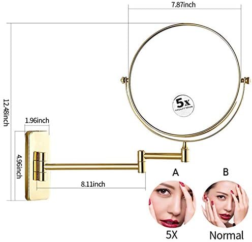 LZHIANG 8-Inch Double-Sided Vanity Mirror with 5X Magnification 1