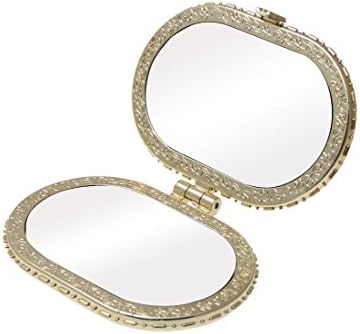 Qtqgoitem Oval Golden Frame Cosmetic Mirror