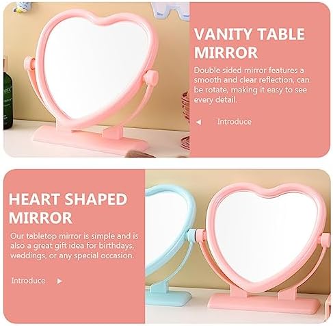 Beaupretty Portable Double-Sided Heart-Shaped Desk Mirror