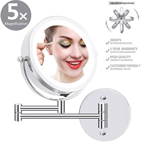 MMtong LED Double-Sided Magnifying Mirror 67 Inch Adjustable