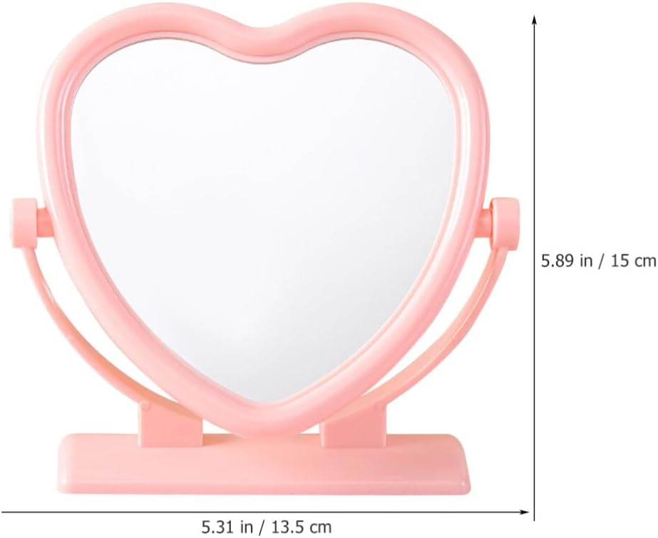 Beaupretty Portable Double-Sided Heart-Shaped Desk Mirror