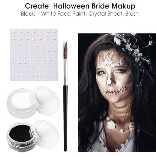 BOBISUKA Halloween Face Paint Kit with Crystal Sheet