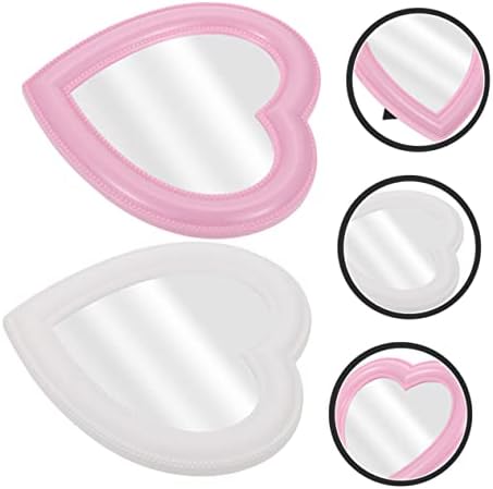 2pcs Heart-Shaped Makeup Mirror for Desktop Wall Mount Use