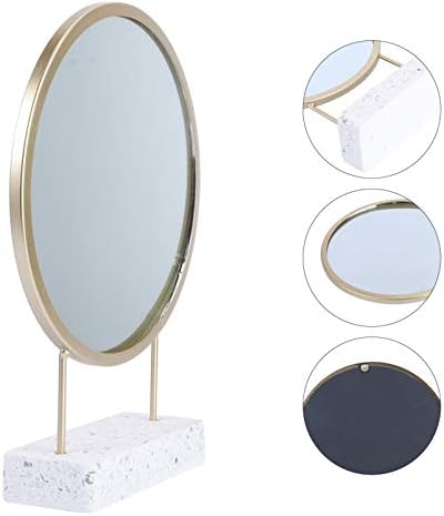 EXCEART Round Mirror with Stand for Bathroom Vanity