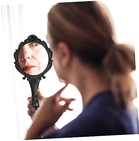 Vaguelly 2Pcs Handheld Retro Makeup Mirror