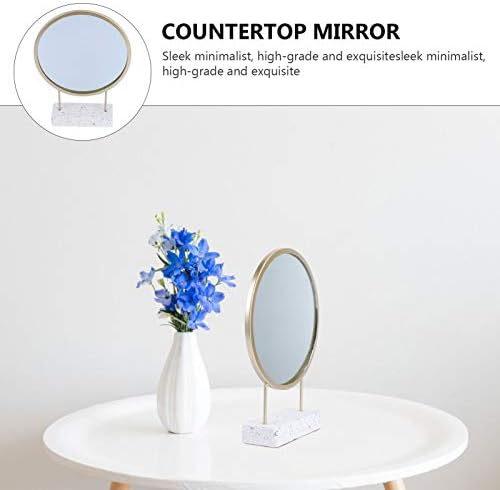 EXCEART Round Mirror with Stand for Bathroom Vanity