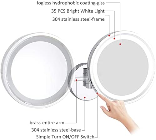 NOVOCE Smart Sensor Makeup Mirror with Lights 10X Magnification