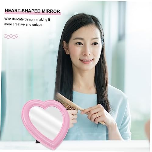 1pc Heart-Shaped Makeup Mirror Wall Mount Desktop Style