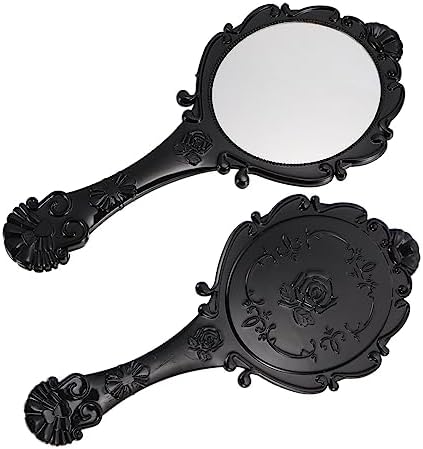 2pcs Retro Gold Frame Makeup Mirror Portable