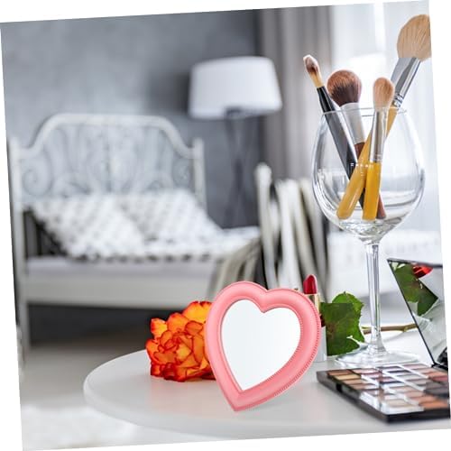 FRCOLOR Heart Shape Dresser Mirror Dual Use 1