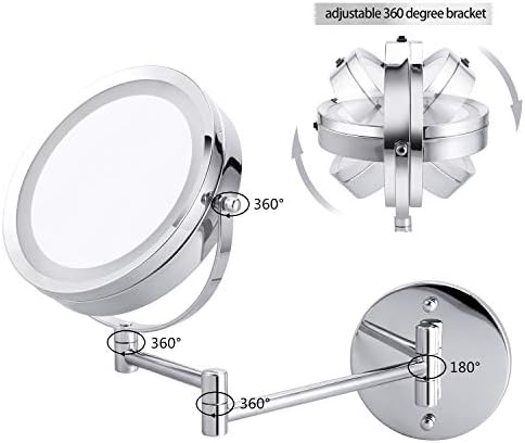 MMtong LED Double-Sided Magnifying Mirror 67 Inch Adjustable