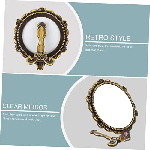 Angoily Foldable Retro Makeup Mirror with Handle