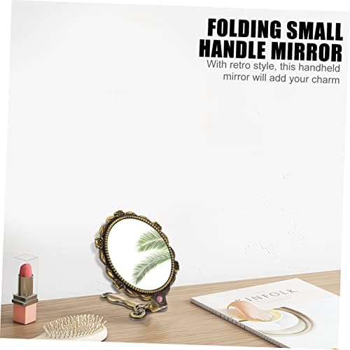 Angoily Foldable Retro Makeup Mirror with Handle