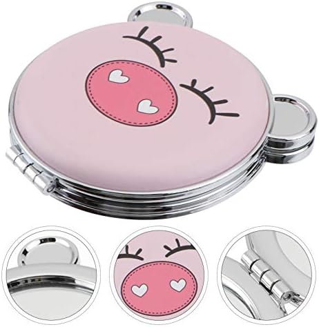 LIFKOME Foldable Double Sided Makeup Mirror with Cute Pig Design