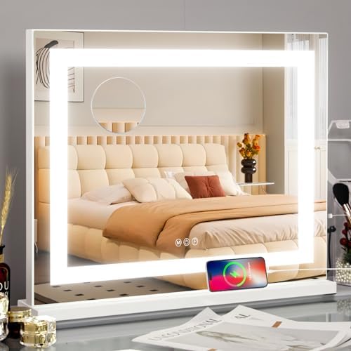 COOLJEEN 23x18 LED Vanity Mirror with Lights and USB Port
