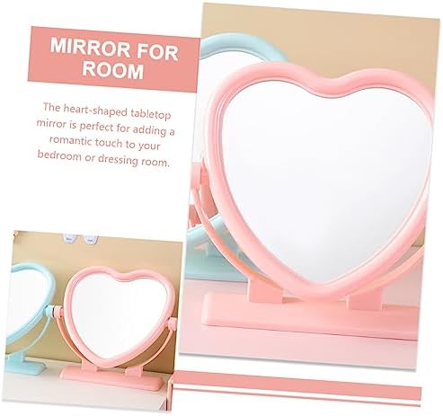 Heart Shaped Double Sided Makeup Mirror Compact Tabletop