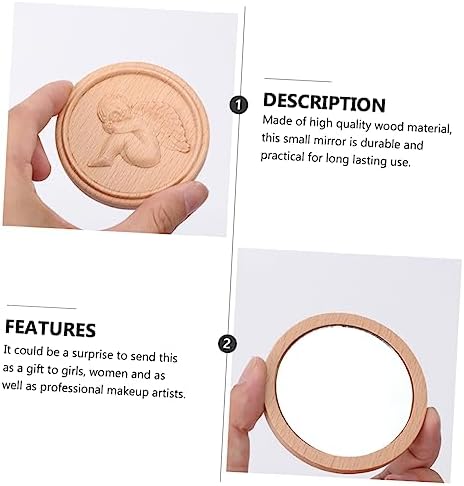 Portable Cosmetic Mirror with Retro Angel Design