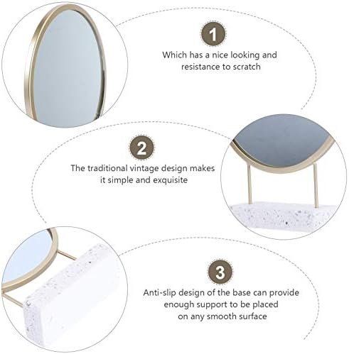 EXCEART Round Mirror with Stand for Bathroom Vanity