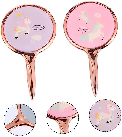 2Pcs Handheld Makeup Mirror with Handle for Travel and Home Use