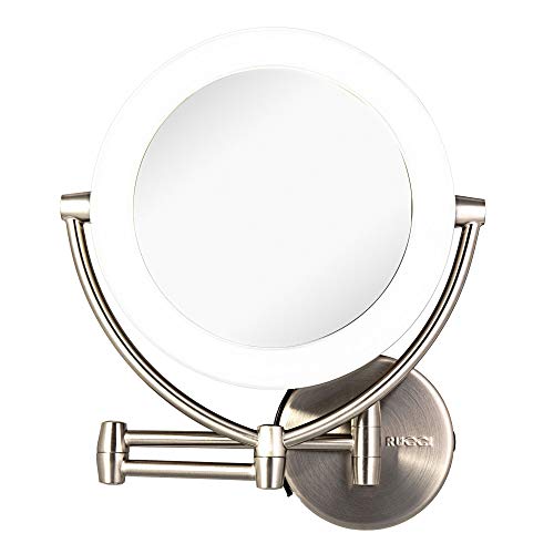 Rucci Wall Mount LED Lighted Makeup Mirror with 1x and 10x Magnification