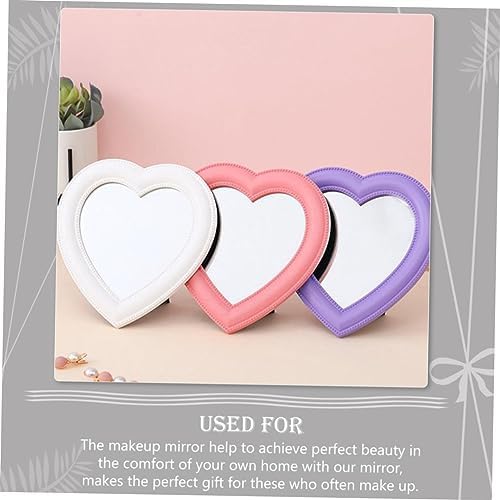 2Pcs Heart Shaped Makeup Mirror Wall Mounted Desktop Use